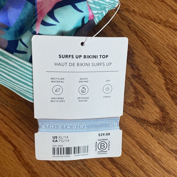 NWT Athleta Surfs Up Bikini Top Size XL (14) - Picture 3 of 5